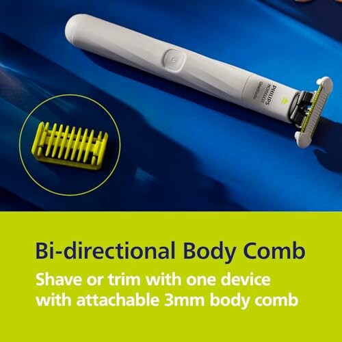 Bi-directional body comb with shaver and attachable 3mm comb.