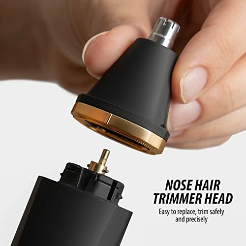 Person replacing nose hair trimmer head