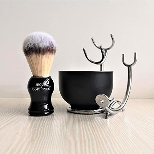 Shaving brush with bowl and stand set